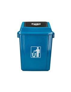 Poubelle q-connect plastique couvercle basculant 58l 470x330x760mm coloris bleu. 2