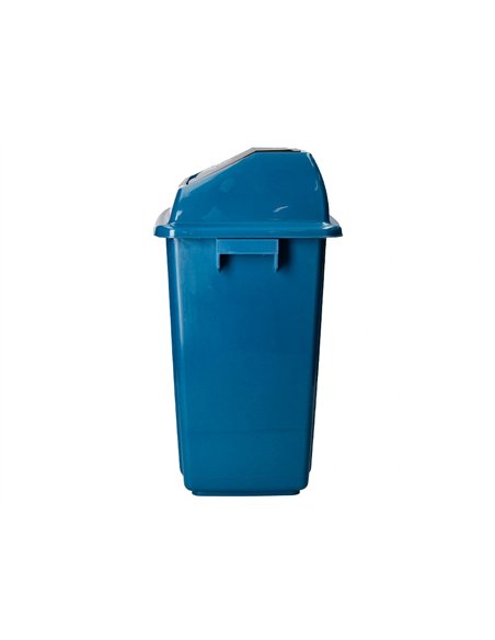 Poubelle q-connect plastique couvercle basculant 58l 470x330x760mm coloris bleu.