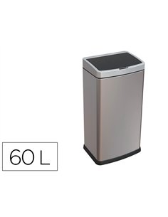 Poubelle q-connect metallique ouverture automatique capacite 60l.