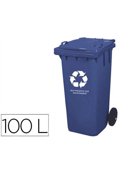 Poubelle q-connect conteneur polystyrène couvercle 100l 525x510x800mm 2 roues coloris bleu.