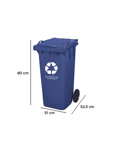 Poubelle q-connect conteneur polystyrène couvercle 100l 525x510x800mm 2 roues coloris bleu.