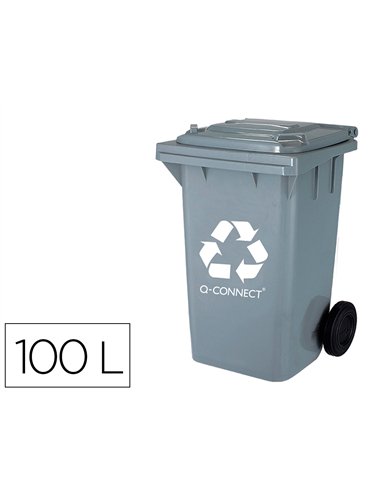 Poubelle q-connect conteneur plastique couvercle 100l 470x750x370mm déchets organiques coloris gris.