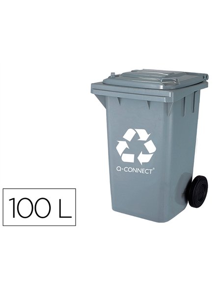 Poubelle q-connect conteneur plastique couvercle 100l 470x750x370mm déchets organiques coloris gris.