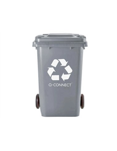 Poubelle q-connect conteneur plastique couvercle 100l 470x750x370mm déchets organiques coloris gris.