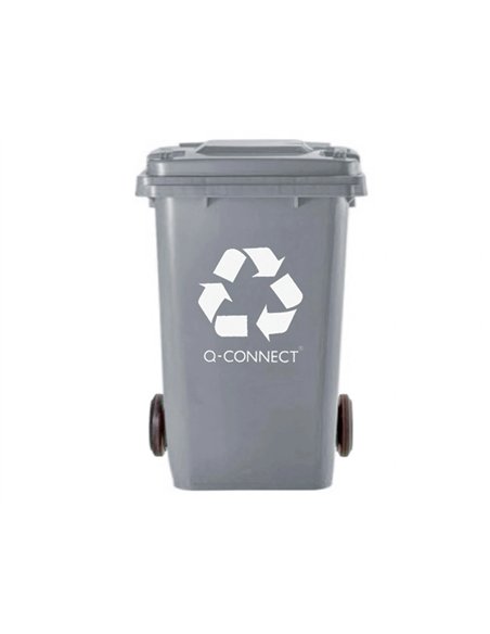 Poubelle q-connect conteneur plastique couvercle 100l 470x750x370mm déchets organiques coloris gris.