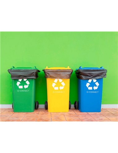 Poubelle q-connect conteneur plastique couvercle 100l 470x750x370mm déchets organiques coloris gris.