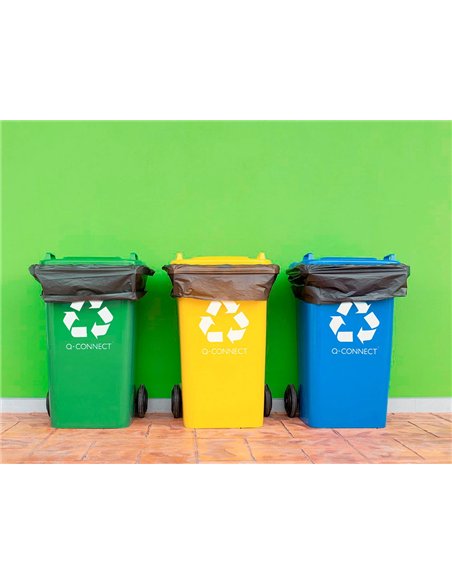 Poubelle q-connect conteneur plastique couvercle 100l 470x750x370mm déchets organiques coloris gris.