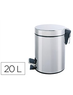 Poubelle metallique q-connect avec pedale chrome capacite 20 litres dim. 430x290mm.
