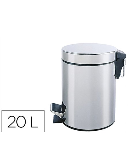 Poubelle metallique q-connect avec pedale chrome capacite 20 litres dim. 430x290mm.