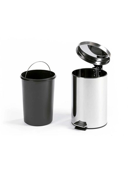 Poubelle metallique q-connect avec pedale chrome capacite 20 litres dim. 430x290mm.