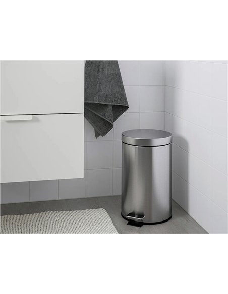 Poubelle metallique q-connect avec pedale chrome capacite 20 litres dim. 430x290mm.