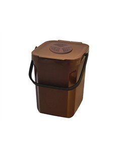 Poubelle compost rossignol organik green 10l ventile avec anse coloris marron.