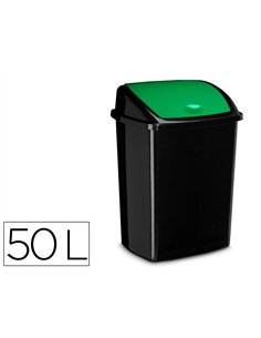 Poubelle cep plastique a couvercle basculant 50l noir couvercle vert.