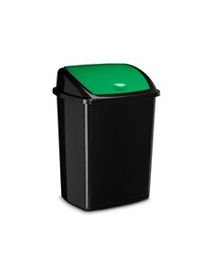 Poubelle cep plastique a couvercle basculant 50l noir couvercle vert. 2