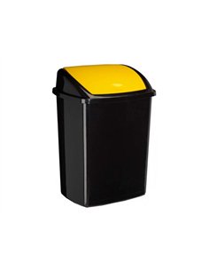 Poubelle cep plastique a couvercle basculant 50l noir couvercle jaune. 2