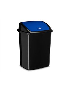 Poubelle cep plastique a couvercle basculant 50l noir couvercle bleu. 2