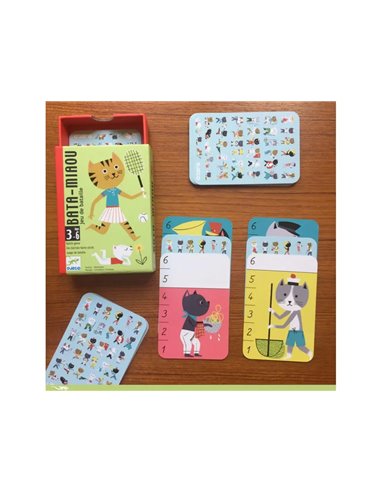 Jeu de bataille bata miaou djeco 36 cartes.