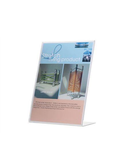 Porte-visuels q-connect 01 plexiglas format a5 chargement côté présentation photos notices publicité.