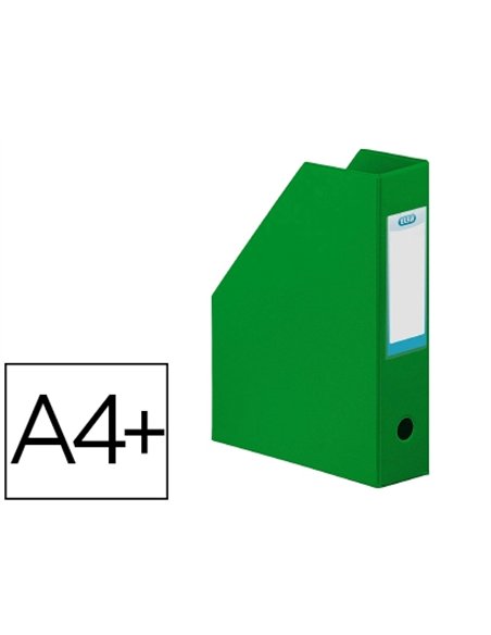 Porte-revues elba color life pvc grain toilé pan coupé format 32x24cm dos 7cm coloris vert.