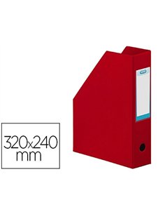 Porte-revues elba color life pvc grain toilé pan coupé format 32x24cm dos 7cm coloris rouge.