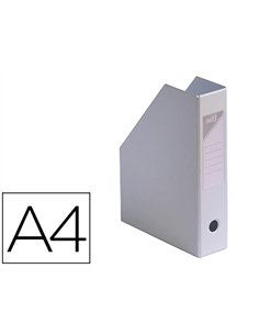 Porte-revues elba color life pvc grain toilé pan coupé format 32x24cm dos 7cm coloris gris.