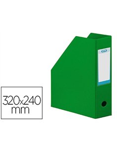 Porte-revues elba color life pvc grain toilé pan coupé format 32x24cm dos 10cm coloris vert.