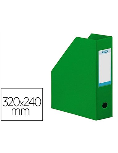 Porte-revues elba color life pvc grain toilé pan coupé format 32x24cm dos 10cm coloris vert.