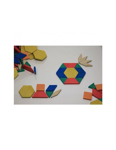 Lot de geomosaic blocs wissner pieces geometriques 6 formes et 6 couleurs 250 pieces 6 coloris assortis.