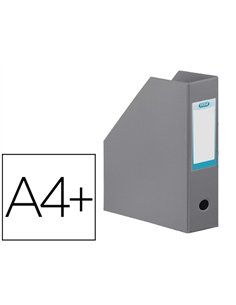 Porte-revues elba color life pvc grain toilé pan coupé format 32x24cm dos 10cm coloris gris.