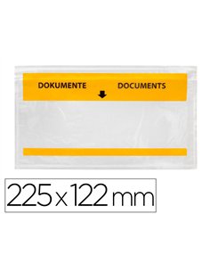 Pochette porte-documents q-connect 225x122mm auto-adhesive transparente texte francais allemand boite 100 unites.