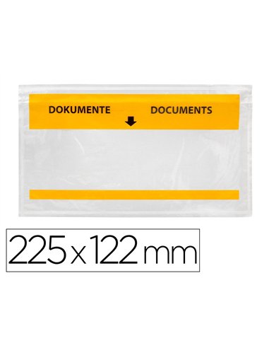 Pochette porte-documents q-connect 225x122mm auto-adhesive transparente texte francais allemand boite 100 unites.