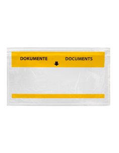 Pochette porte-documents q-connect 225x122mm auto-adhesive transparente texte francais allemand boite 100 unites. 2
