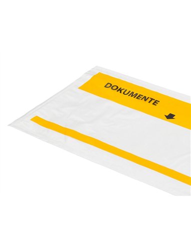 Pochette porte-documents q-connect 225x122mm auto-adhesive transparente texte francais allemand boite 100 unites.