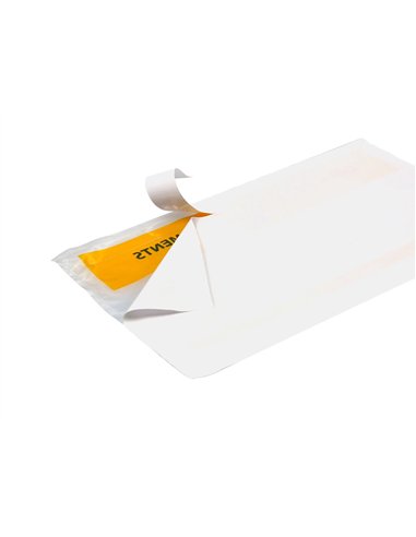 Pochette porte-documents q-connect 225x122mm auto-adhesive transparente texte francais allemand boite 100 unites.
