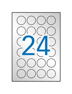 Étiquettes métalliques argentées Apli Ø 40,0 mm, 20 feuilles