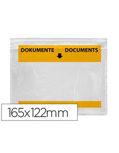 Pochette porte-documents q-connect 165x122mm auto-adhesive transparente texte francais allemand boite 100 unites.