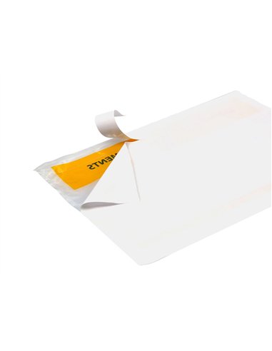 Pochette porte-documents q-connect 165x122mm auto-adhesive transparente texte francais allemand boite 100 unites.