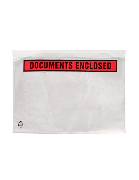 Pochette documents ci-inclus q-connect auto-adhesive transparente 225x165mm texte anglais paquet 100 unites.