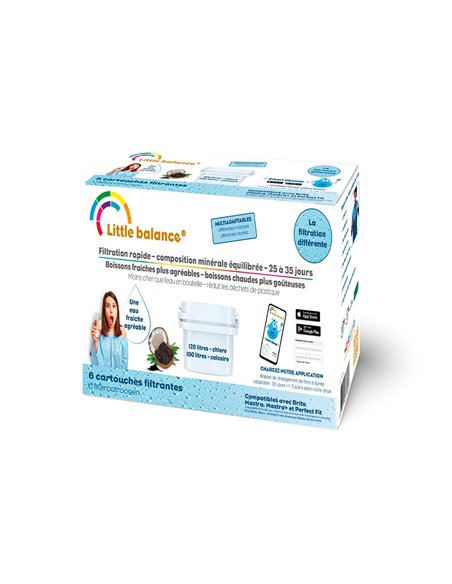 Pack de 6 cartouches filtrantes 120l. Chlore 100 l. Calcaire.