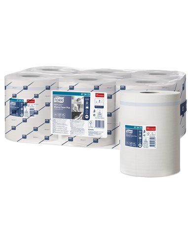 Papier essuyage tork m4 reflex plus blanc rouleau 450 feuilles.