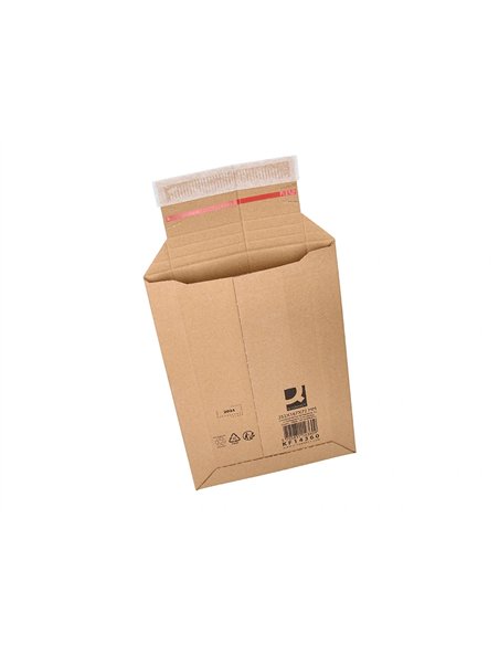 Pochette d'expedition q-connect carton 100% recycle et recyclable fermeture auto-adhesive 252x167x72mm coloris kraft.