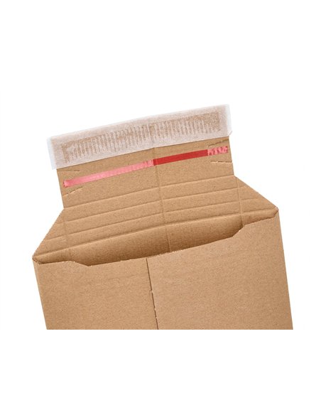 Pochette d'expedition q-connect carton 100% recycle et recyclable fermeture auto-adhesive 252x167x72mm coloris kraft.