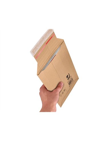 Pochette d'expedition q-connect carton 100% recycle et recyclable fermeture auto-adhesive 252x167x72mm coloris kraft.