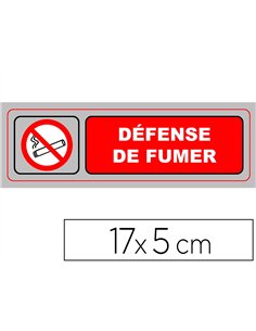 Plaque signalisation viso sign pvc auto-adhesive defense de fumer 17x5cm.