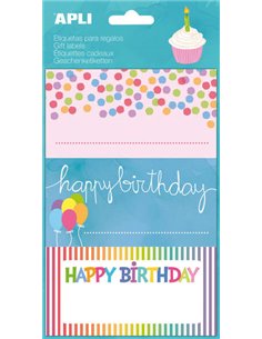Étiquettes adhésives d'anniversaire Apli Color - Format 76 x 39 mm - 9 étiquettes de haute qualité - Adhésif permanent - Idéal p