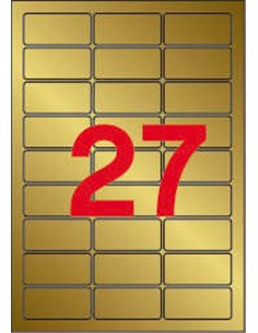 Étiquettes métalliques dorées Apli 63,5 x 29,6 mm, 20 feuilles