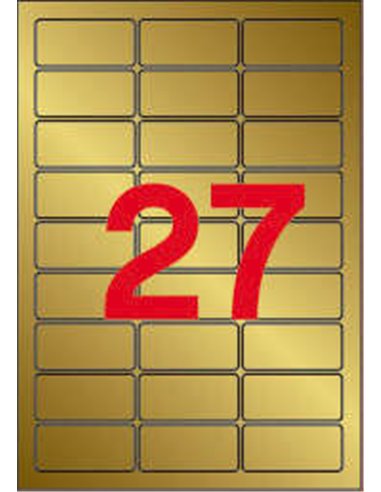 Étiquettes métalliques dorées Apli 63,5 x 29,6 mm, 20 feuilles