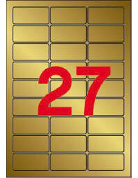 Étiquettes métalliques dorées Apli 63,5 x 29,6 mm, 20 feuilles