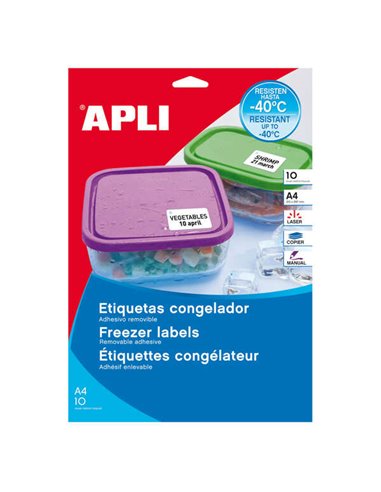 Étiquettes blanches Apli Spécial Congélateur 63,5 x 33,9 mm, 10 feuilles