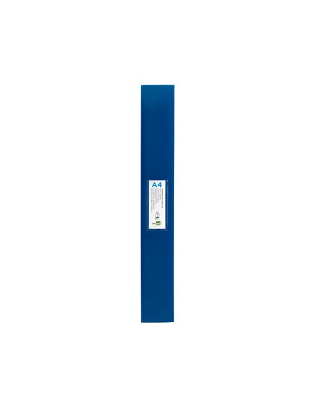 Classeur liderpapel 4 anneaux 40mm a4 polypropylene dos 55mm porte-cartes de visite coloris bleu translucide.